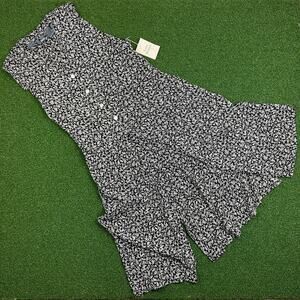 Liz Claiborne Lizwear Black White Floral Sleeveless Button Front Maxi Dress Sz M